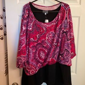 NWT Fashion Bug pink/red multi tunic with tank 4X